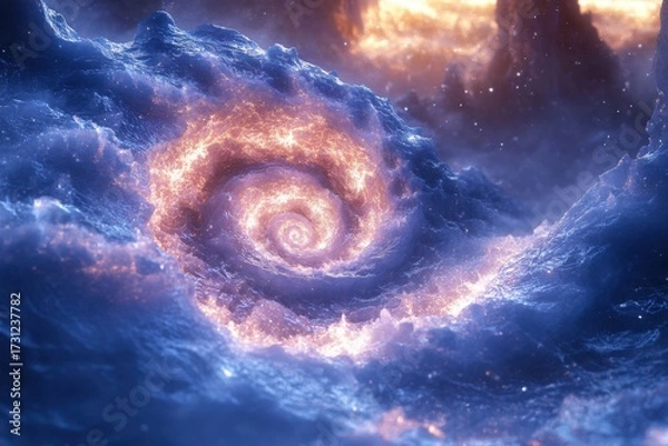 Fototapeta Spiral galaxy with central spiral.