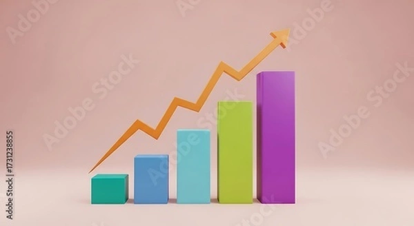 Fototapeta Financial Growth Chart Bar Graph Arrow Up