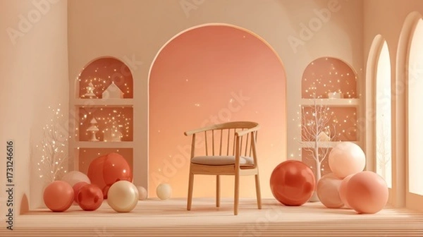 Fototapeta minimalist studio background with christmas concept