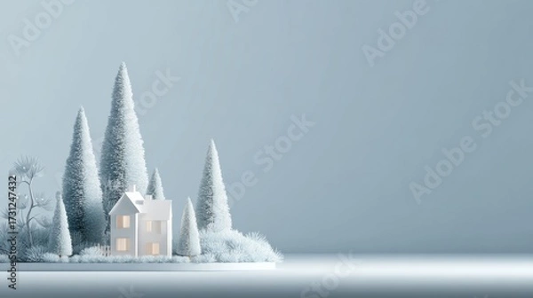Fototapeta minimalist studio background with christmas concept