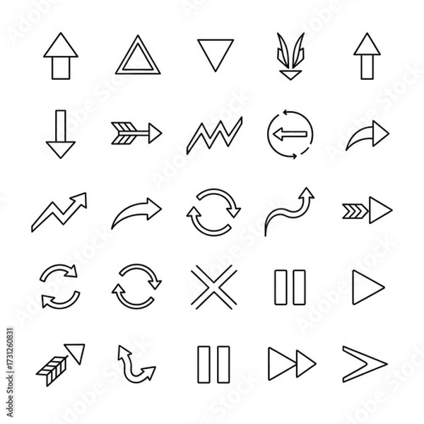 Fototapeta Collection of Black and White Arrow and Directional Icons