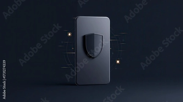 Fototapeta Sleek and Modern Digital Payment Interface Concept with Security Shield in Dark Background