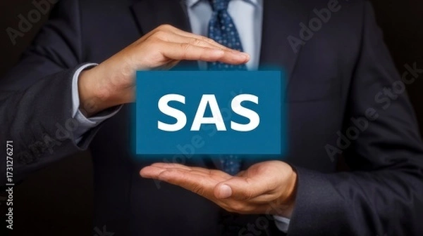 Fototapeta Professional Businessman Holding Digital Sign for Innovative Networking and Internet Solutions Concept