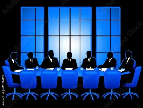 Fototapeta Business Meeting with City Skyline View, Chaotic Atmosphere, Professional Engagement and Collaboration