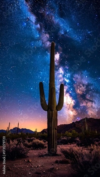Obraz Desert nightscape with cactus