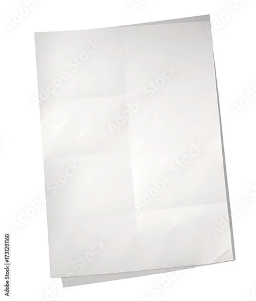 Fototapeta Blank white paper sheet with folds on white background for mockup or office document template