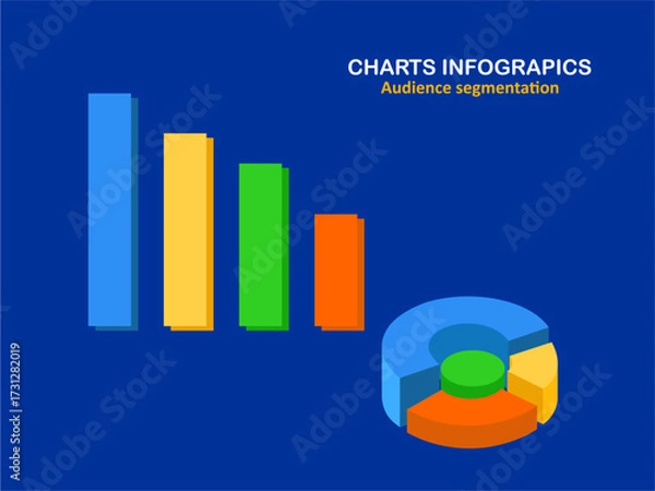 Fototapeta Pie Circle Chart, Bar Chart Infographics Elements 3D Vector Flat Design.