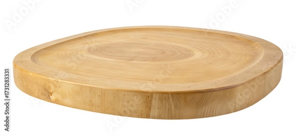 Fototapeta Round wooden serving platter for kitchen and dining table for rustic home decor and food display