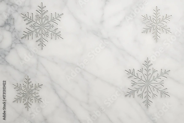 Fototapeta Marble snowflake engravings simple pattern, white background, winter, elegant, minimal, decorative, calm