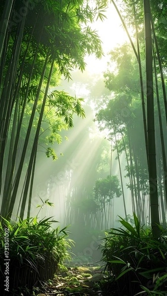 Obraz Peaceful Bamboo Forest Pathway.