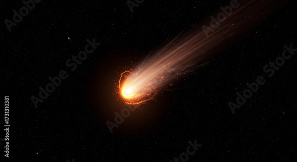 Fototapeta Comet collision glowing in cinematic tones