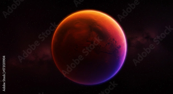 Fototapeta Mars eclipse glowing with cinematic highlights