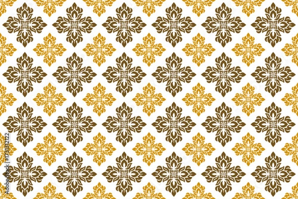 Fototapeta Damask seamless pattern, seamless vector pattern, geometric pattern, motif, background, decorative pattern, wallpaper, art ornament, fabric, vintage.
