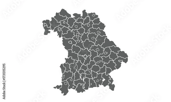 Fototapeta Bavaria germany map isolated on white background for website layouts,background,education, precise,customizable,Travel worldwide,map silhouette backdrop,earth geography, political,reports.