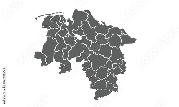 Fototapeta Lower Saxony germany map isolated on white background for website layouts,background,education, precise,customizable,Travel worldwide,map silhouette backdrop,earth geography, political,reports.