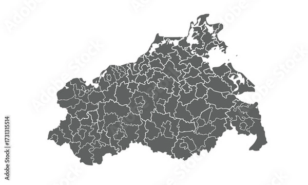 Fototapeta Mecklenburg-Western Pomerania germany map isolated on white background for website layouts,background,education, precise,customizable,Travel worldwide,map silhouette backdrop,earth geography.