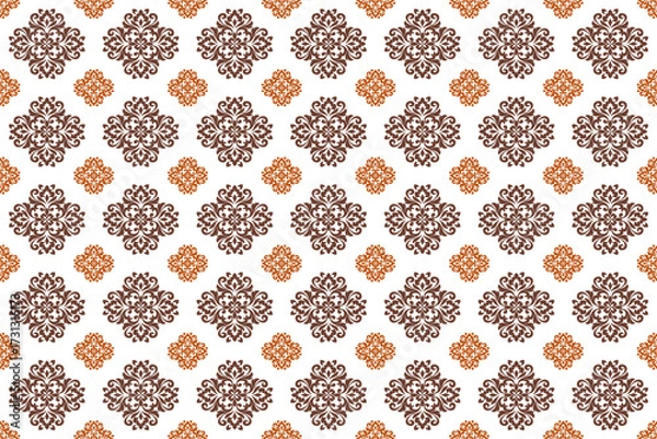 Fototapeta Damask seamless pattern, seamless vector pattern, geometric pattern, motif, background, decorative pattern, wallpaper, art ornament, fabric, vintage.

