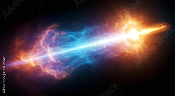 Obraz Pulsar glowing with beams in dramatic style