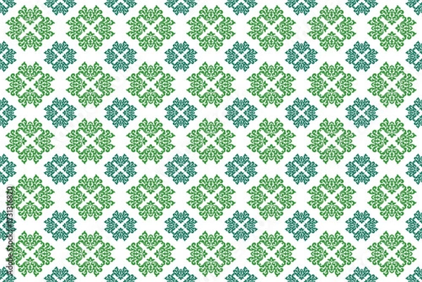 Fototapeta Damask seamless pattern, seamless vector pattern, geometric pattern, motif, background, decorative pattern, wallpaper, art ornament, fabric, vintage.
