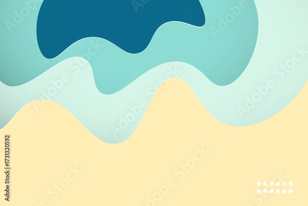 Fototapeta 3D abstract background gradient yellow and green paper cut shapes. Vector design layout for business presentations, flyers, posters and invitations