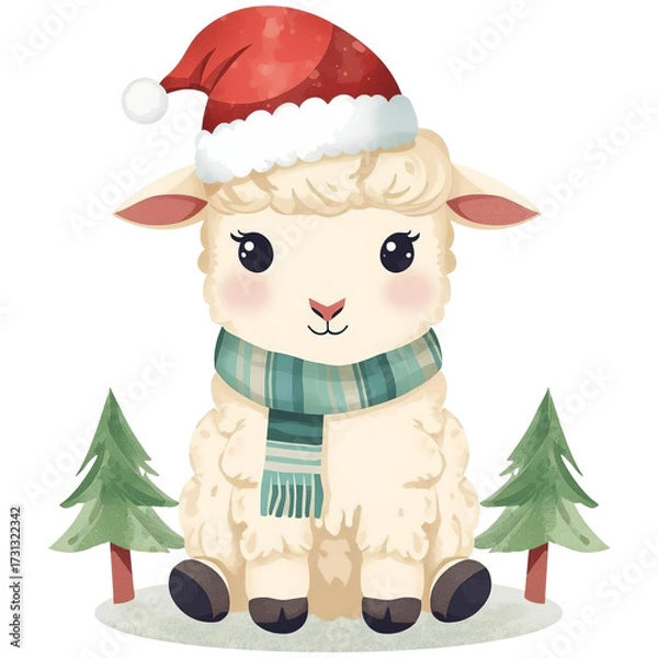 Obraz goat claus with christmas tree