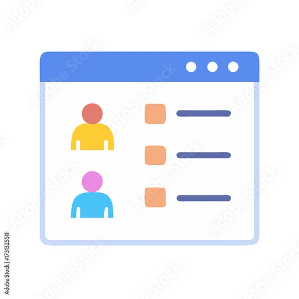 Fototapeta Simple user list illustration in application or browser window