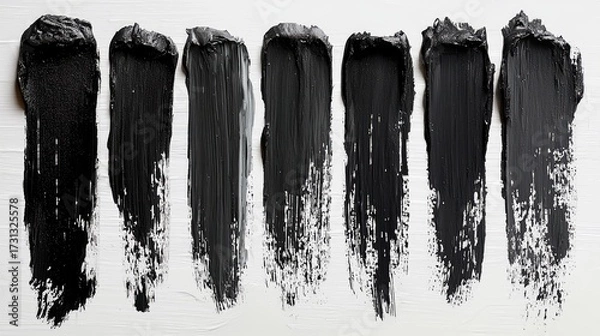 Obraz Bold Black Paint Strokes on White: Abstract Texture, Artistic Contrast, Modern Design.