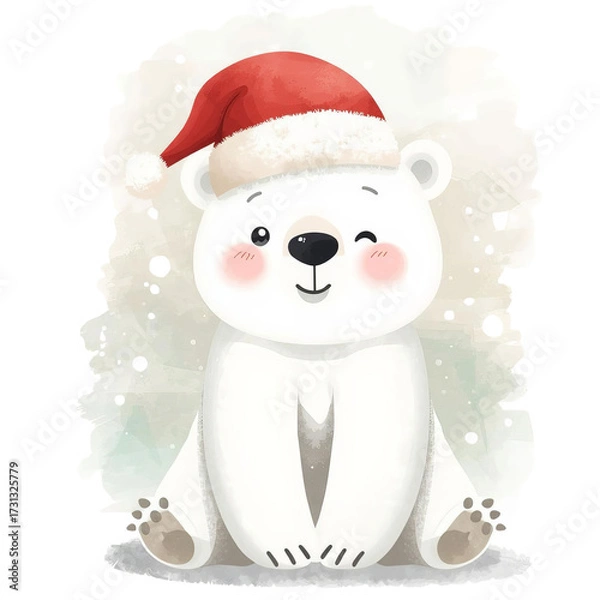 Obraz polar bear  santa claus isolated