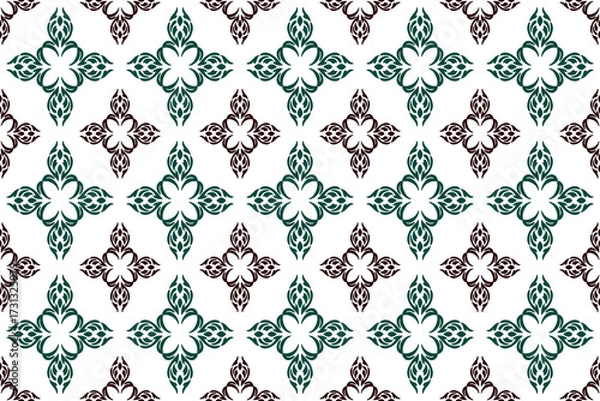 Fototapeta Damask seamless pattern, seamless vector pattern, geometric pattern, motif, background, decorative pattern, wallpaper, art ornament, fabric, vintage.
