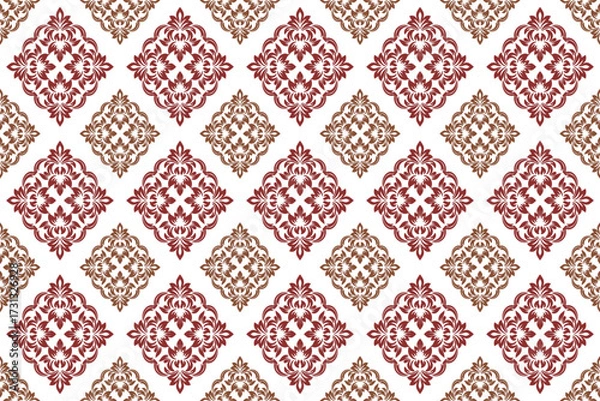 Fototapeta Damask seamless pattern, seamless vector pattern, geometric pattern, motif, background, decorative pattern, wallpaper, art ornament, fabric, vintage.
