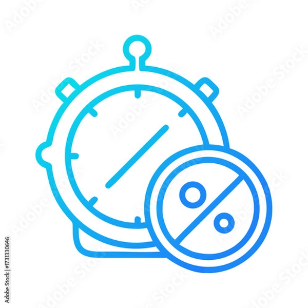 Fototapeta Minimalist timer icon with no discounts, flat design style