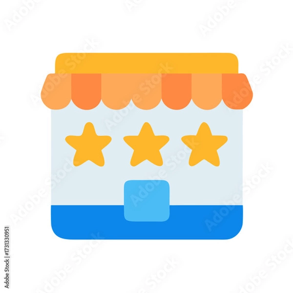 Obraz Cartoon store with three stars on a black background