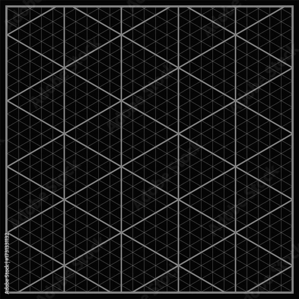 Fototapeta Blueprint black graph. Isometric graph paper background. Design of architectural paper. Vector Illustration.