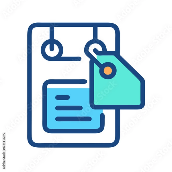 Fototapeta Iconic illustration of document and tag, modern flat design