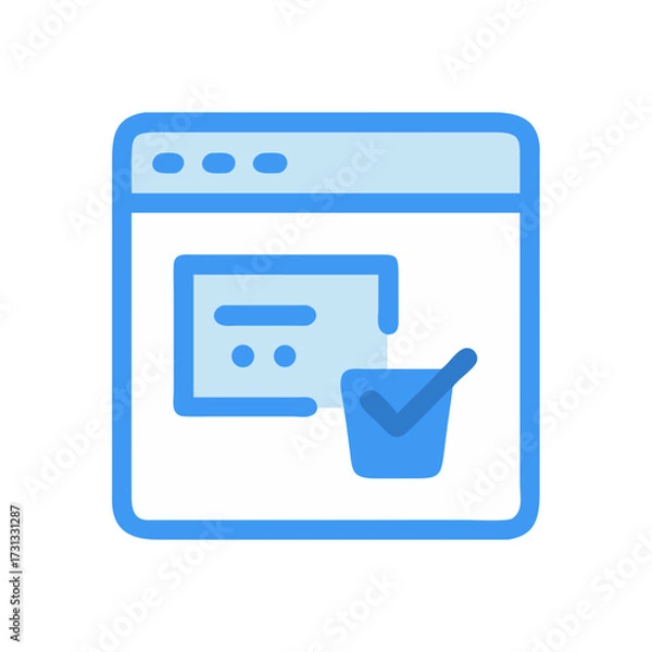 Fototapeta Completed Online Form Icon in Light Blue Style