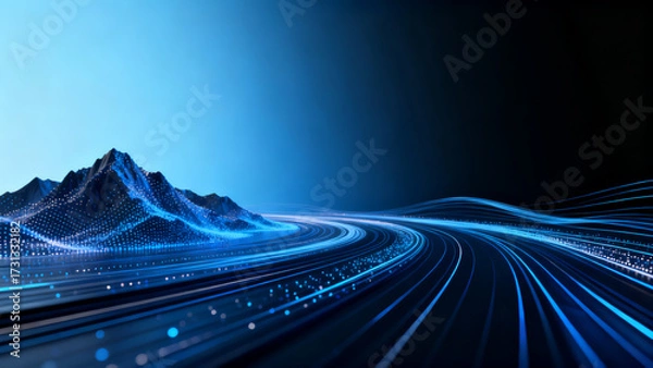 Obraz Blue black gradient futuristic technology KV background