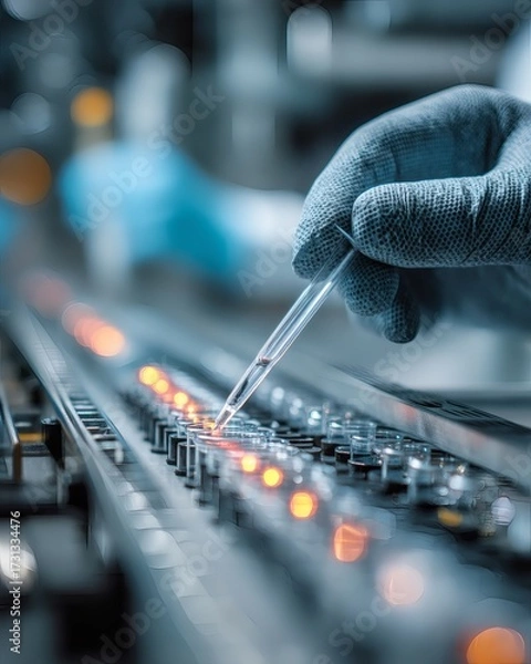 Fototapeta Laboratory Experiment in Science Facility Precision Testing High-Tech Equipment Focused View