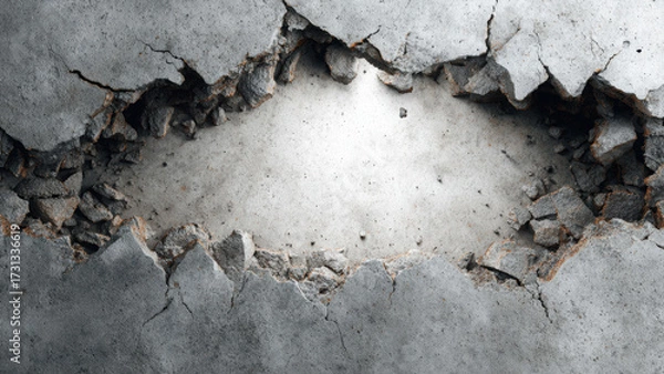 Fototapeta Cracked Concrete Wall Texture with Exposed Damage and Rough Surface