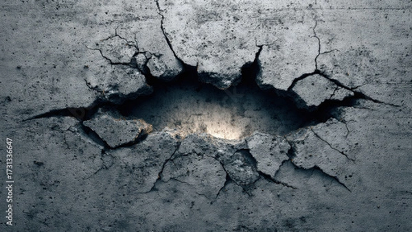 Fototapeta Cracked Concrete Wall Texture with Exposed Damage and Rough Surface