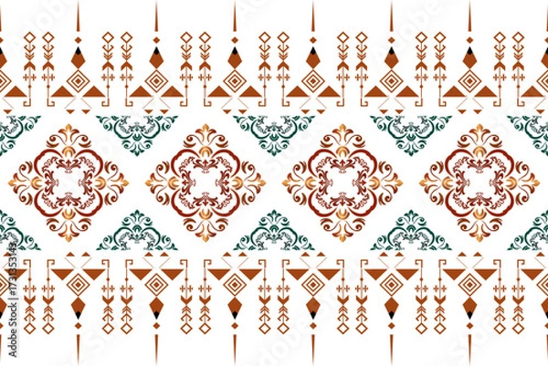 Fototapeta Damask seamless pattern vector pattern background decorative wallpaper art ornament fabric vintage
