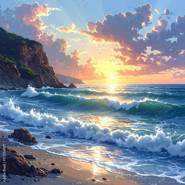 Obraz Coastal Sunset Serenity.