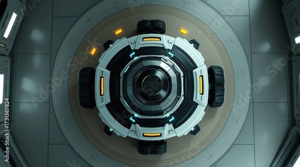 Fototapeta Futuristic Robot in Space Station. (1)