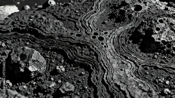 Obraz Black and white planet surface
