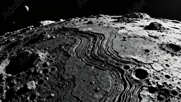Obraz Black and white planet surface
