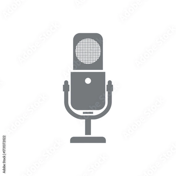 Fototapeta A simple grey microphone icon on a white background.