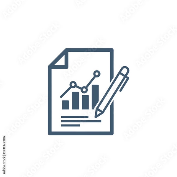 Fototapeta Document with financial graph and pen icon.