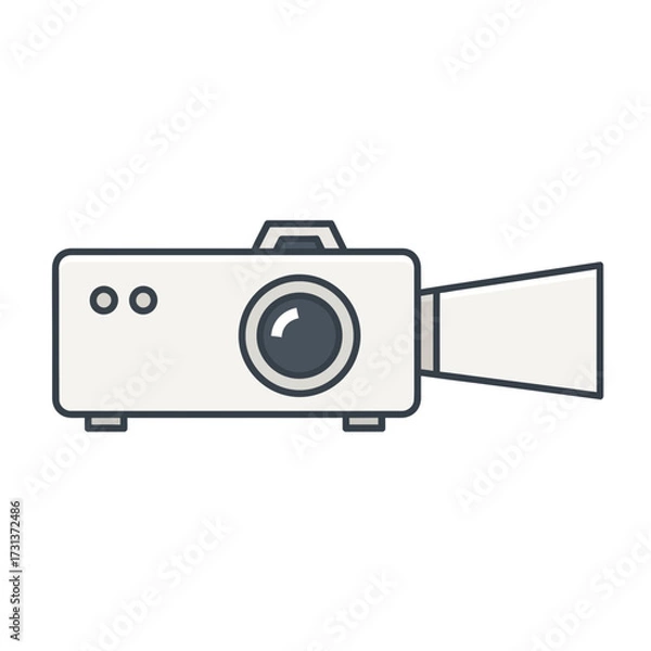 Fototapeta A white projector with a lens and light beam.