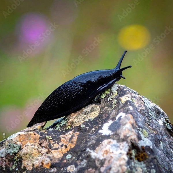 Obraz Black slug on a rock