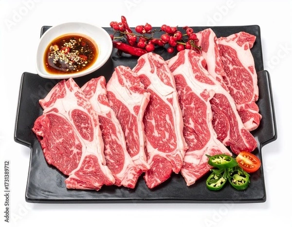 Obraz 新鮮な牛肉とタレ