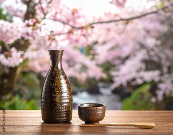 Obraz 桜と日本酒